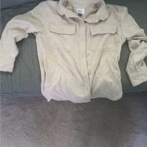 Women’s American Eagle Soft Button-Up Shacket in Light Beige